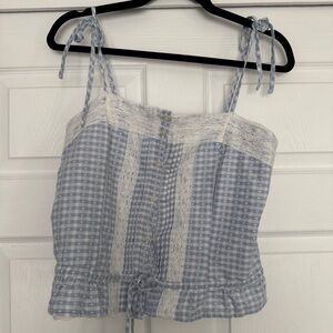 BRANDY 🩷 MELVILLE | pale blue gingham vichy check strappy top (no size)